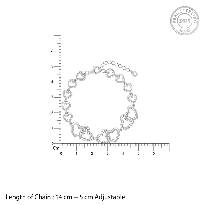 Silver Interlocked Heart Duo Bracelet